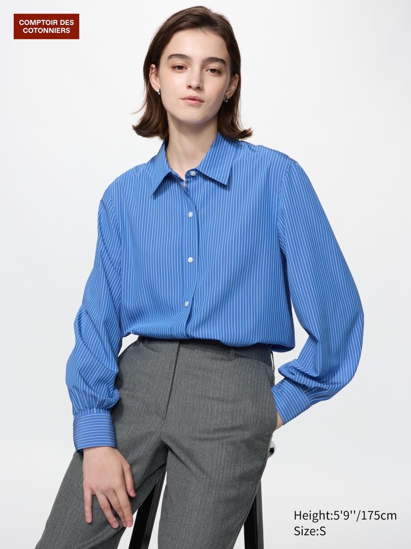 Uniqlo 男装 人造丝混纺条纹衬衫