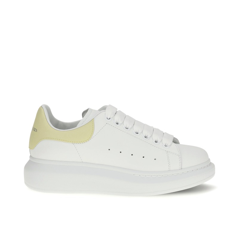 Alexander McQueen 超大款皮革运动鞋 白色鹅黄跟 女款 35-40码