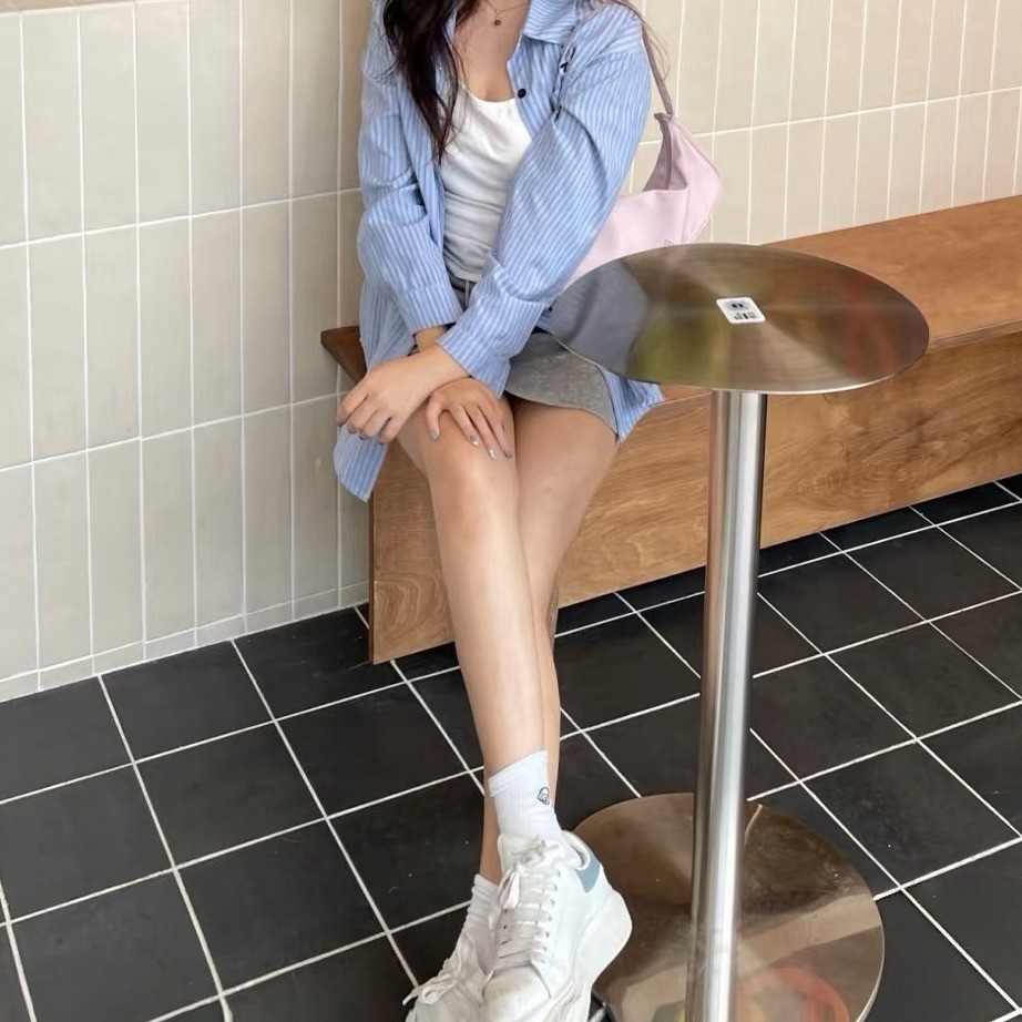 Alexander McQueen 皮革运动鞋 白色浅蓝跟 女款 35-41码
