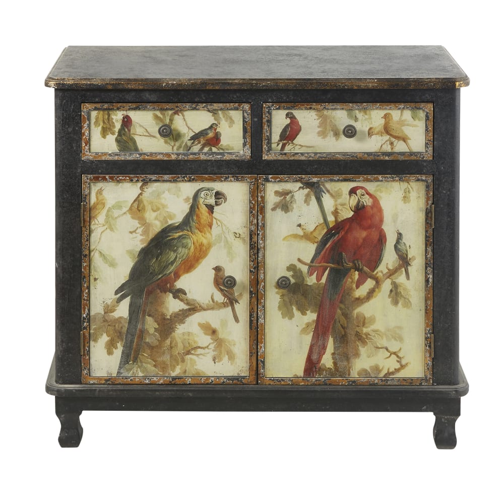 Perroquet 黑色鹦鹉印花餐边柜 L86