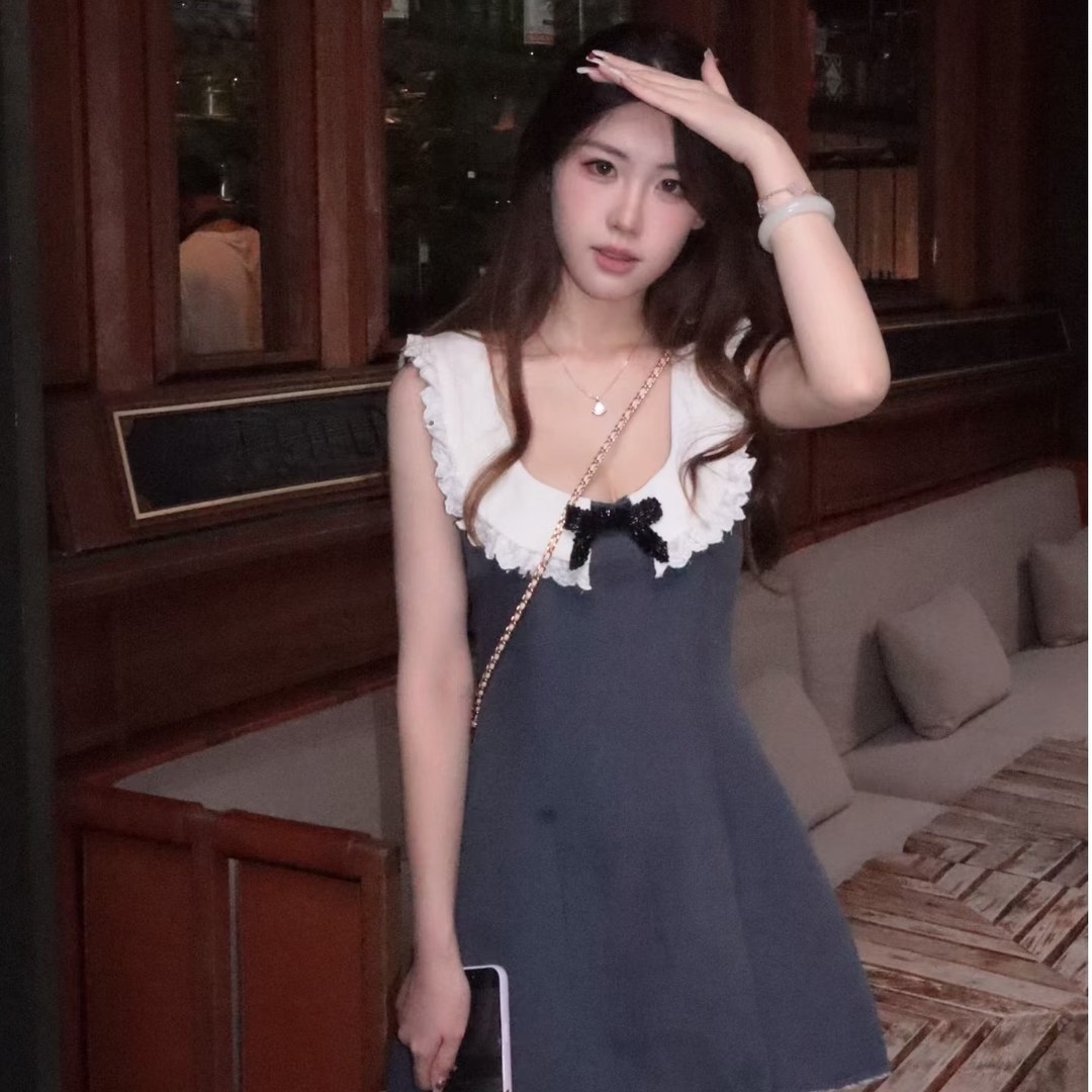 SHUSHU/TONG 蝴蝶结无袖连衣裙