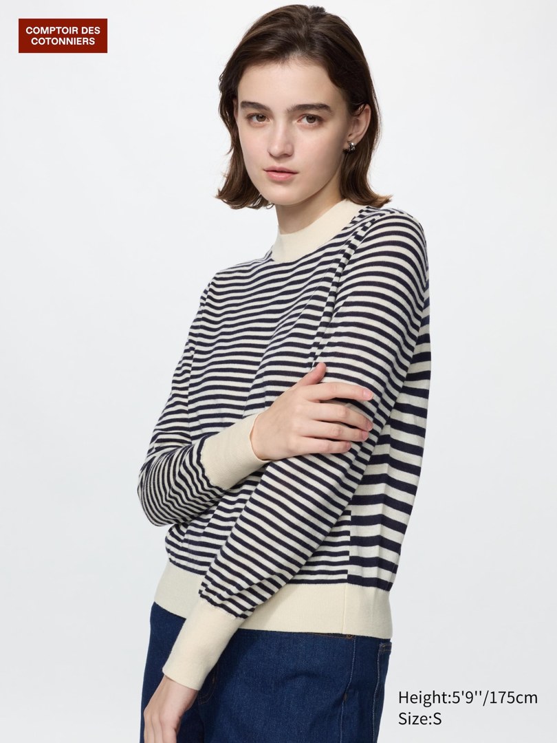 Uniqlo 男装 美利奴羊毛条纹毛衣