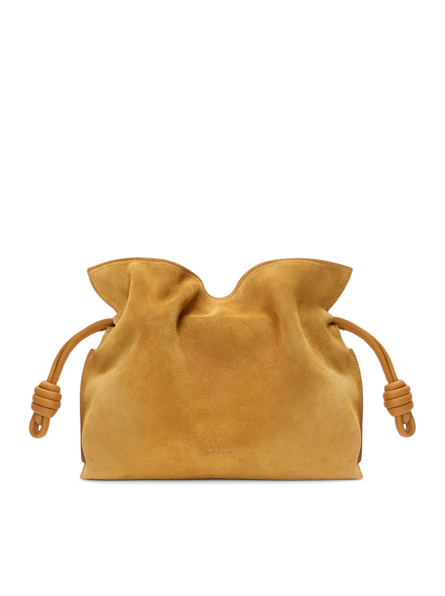 Loewe 罗意威 Flamenco 中号绒面手拿包 赭黄色