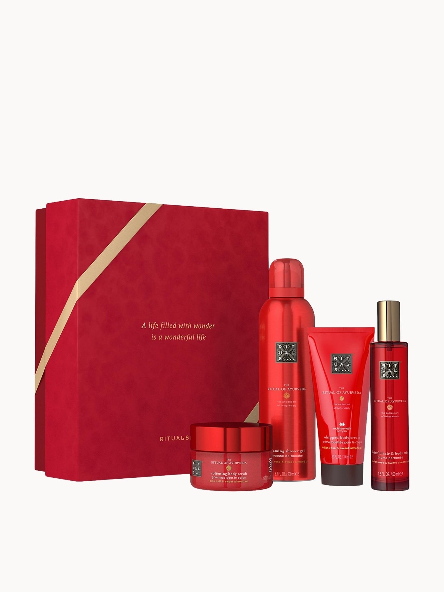 RITUALS怡式梵心四件礼盒|沐浴泡沫200ml+香氛喷雾50ml+身体霜100ml+磨砂125g
