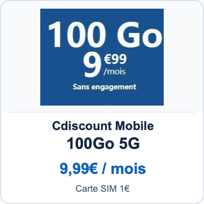 Cdiscount Mobile 100Go 仅1€卡费