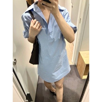 COS 短袖衬衫裙|蓝色|1338682001
