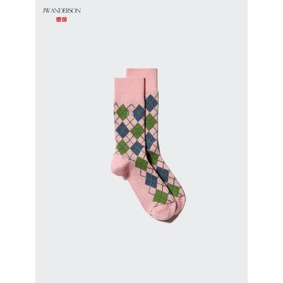 JWA 无性别粉色Argyle HEATTECH袜1双