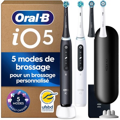 Oral-B iO5 电动牙刷 双支装 黑+白（含4个刷头）