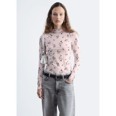 Haut à col montant - Rose/Motif floral