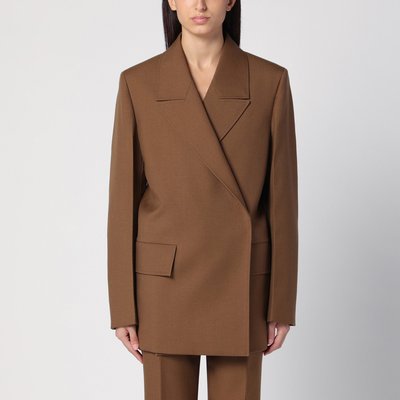 Jil Sander 棕色羊毛双排扣夹克