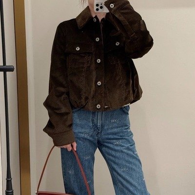 Loewe棕色灯芯绒气球廓形夹克