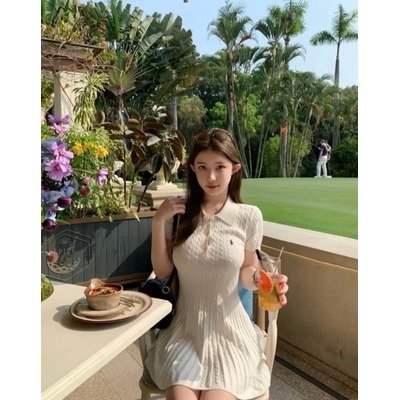 女款麻花Polo连衣裙｜White XXS