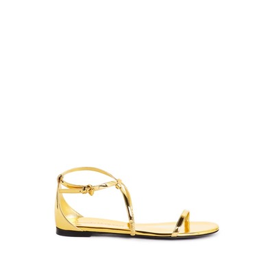 Alexander McQueen 金色平底皮革凉鞋