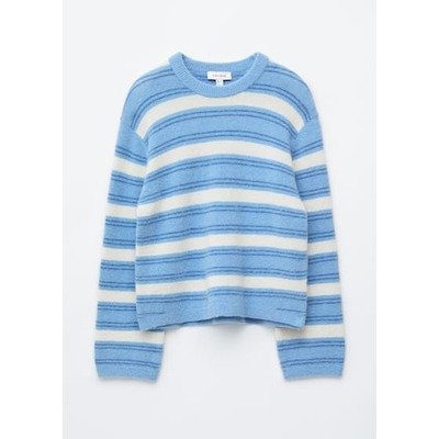 Pull en mélange d’alpaga · Rayures bleu clair et blanches