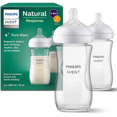 Philips Avent 新安怡 Natural Response 玻璃奶瓶 240ml×2 SCY933/02