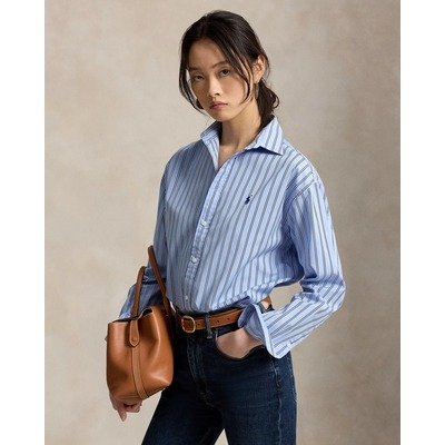Ralph Lauren 女款浅蓝白条纹小马条纹衬衫