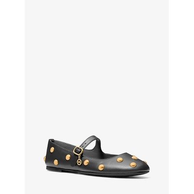 Michael Kors Nellie Flex铆钉皮革芭蕾鞋·黑色