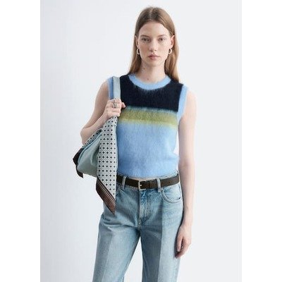 Débardeur en maille de mohair mélangé - Bleu clair/Multicolore