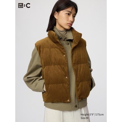 UNIQLO灯芯绒绗缝保暖背心 棕色|S