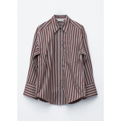 Chemise en coton - Rayures marron/bleues