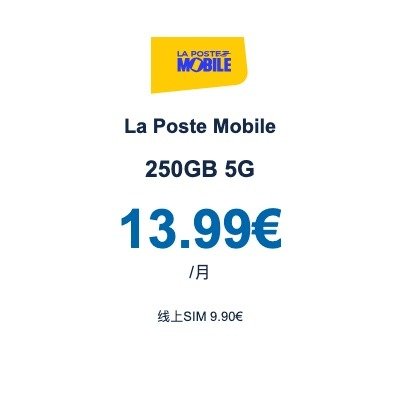 La Poste Mobile 250GB 5G|13.99€/月