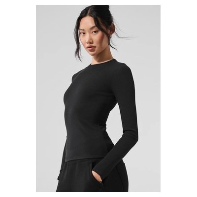 Ribbed Modal黑色罗纹长袖