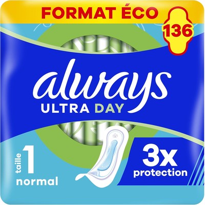 Always Ultra 1 号日用卫生巾 136 片（无护翼）