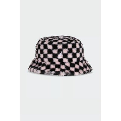 Kangol Faux Fur Bucket渔夫帽（粉黑格纹）