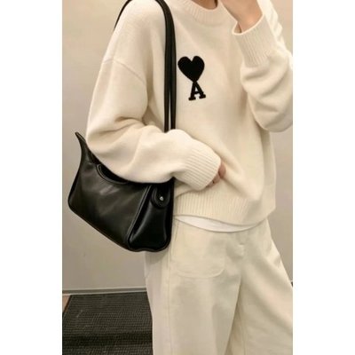 AMI Paris Ami de Cœur 羊毛毛衣 米白黑色 M/L