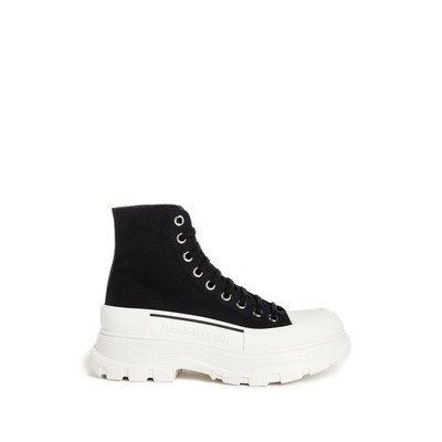 Alexander McQueen Tread 厚底帆布鞋 黑配白底