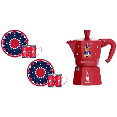 Bialetti Express 红色小熊摩卡壶套装 3杯份+2杯2碟