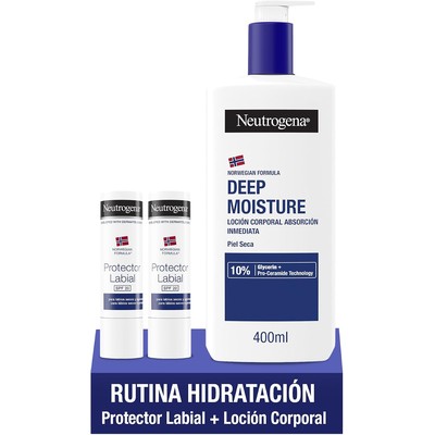 Neutrogena 露得清 深层保湿身体乳400ml+SPF20润唇膏(3件装)