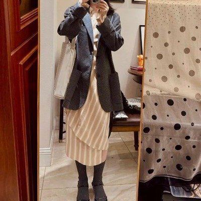 COS粉色条纹裹身衬衫裙·粉色条纹