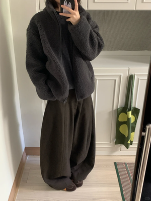 拉链摇粒绒外套