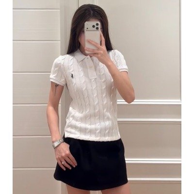 女款无袖棉质麻花Polo衫｜White XXS