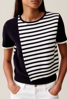 Claudie Pierlot短袖条纹毛衣