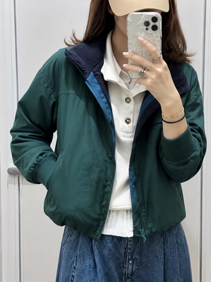羊毛衬里立领短上衣