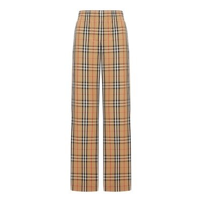 Burberry格纹棉质长裤 UK8