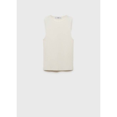 Mango Outlet 奶白细针织无袖上衣|1件