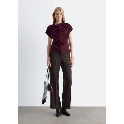 Pantalon droit à plis marqués - Marron foncé