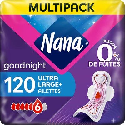Nana Ultra Goodnight 夜用大号卫生巾（带护翼）