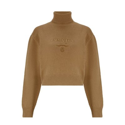 Prada 标志罗纹高领毛衣