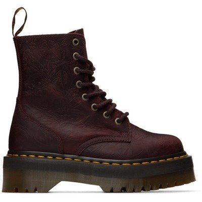 Dr. Martens 酒红色 Jadon 厚底八孔靴
