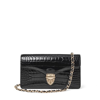 Mayfair Clutch 黑色漆皮鳄鱼压纹