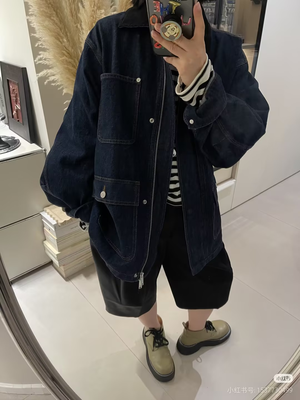 灯芯绒领宽松牛仔夹克