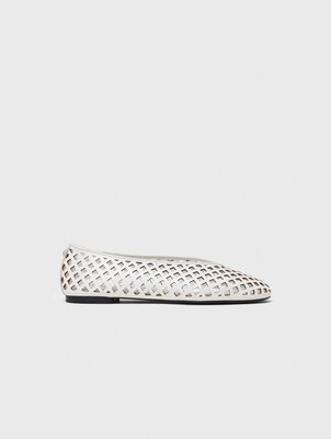 Ballerines En Cuir Perforé - Blanc - Maje