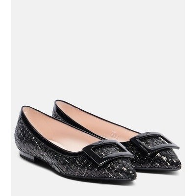 Roger Vivier Gommettine 黑色亮片芭蕾平底鞋｜1双