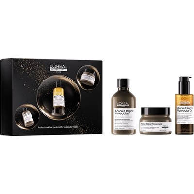 欧莱雅沙龙Absolut Repair Molecular护发3件套 洗发水300ml＋发膜250ml＋护发油90ml
