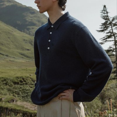 Cosmos色男士羊绒长袖Polo S/M/L/2XL