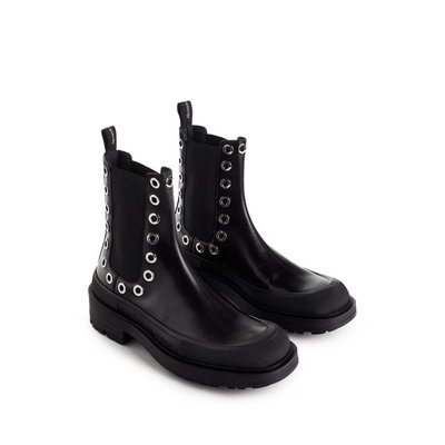 Alexander McQueen 黑色皮革切尔西短靴